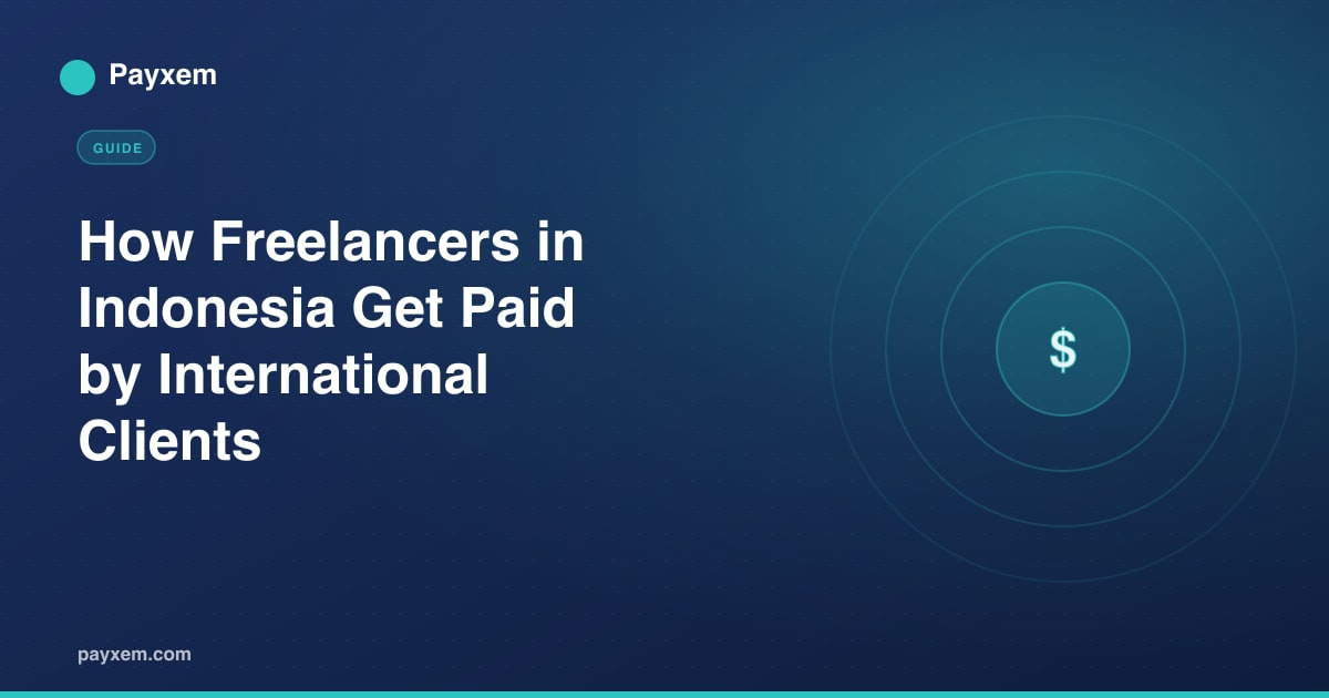 Payxem invoice and USD wallet on a phone, for freelancers in Indonesia receiving international payments